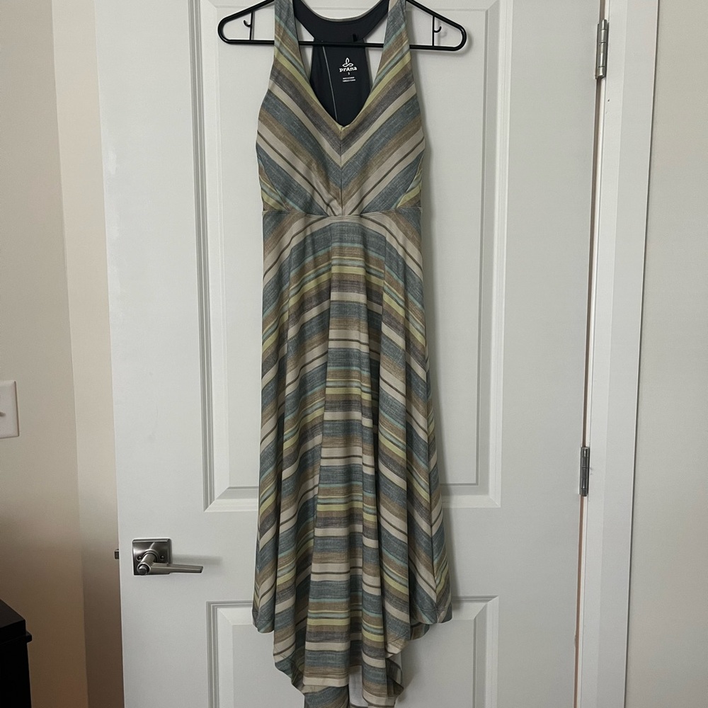 Prana Striped Maxi Dress - Blue, Green, Gray